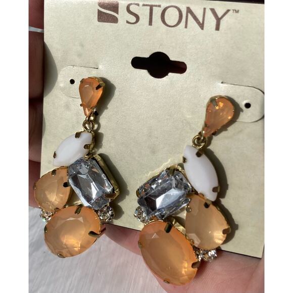 Earrings Peach and White - Picture 5 of 6